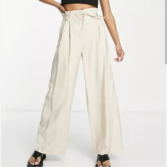 ASOS Pinstripe Paperbag Palazzo Pants NWT - Picture 1 of 10
